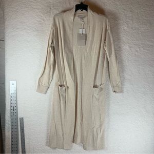 Chelsea 28 Womens Cardigan Sweater Beige Long‎ Sleeve Pockets Open XS NWT 5480